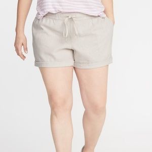 white linen shorts plus size